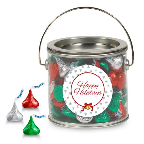 Happy Holidays Hershey's kisses Silver Paint Can