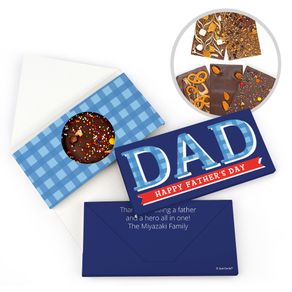 Personalized Bonnie Marcus Father's Day Plaid Gourmet Infused Belgian Chocolate Bars (3.5oz)