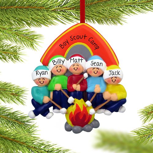 Camping Family of 5 Ornament