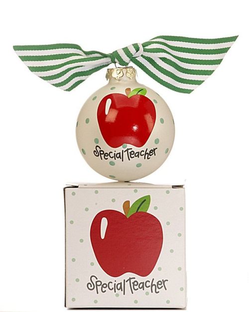 Small Special Teacher Apple Ornament