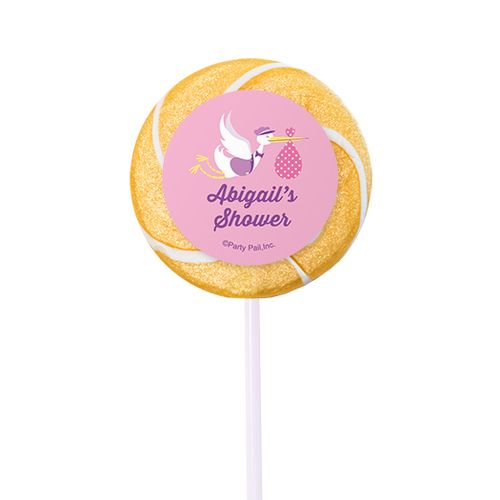 Baby Shower Personalized Small Swirly Pop Special Delivery (24 Pack)