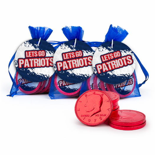 Football Party Themed Let's Go Patriots Chocolate Coins &amp; Stickers in ...