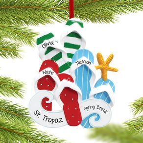 Flip Flops Family of 3 Ornament