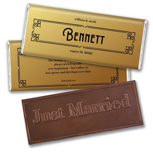 Personalized Wedding Love is Golden Embossed Chocolate Bar & Wrapper
