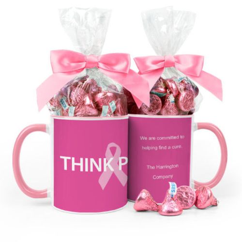 Personalized Breast Cancer Awareness Pink Power 11oz Mug with Hershey's Kisses