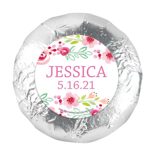 Personalized Girl First Communion Floral Arrangement 1.25" Stickers (48 Stickers)