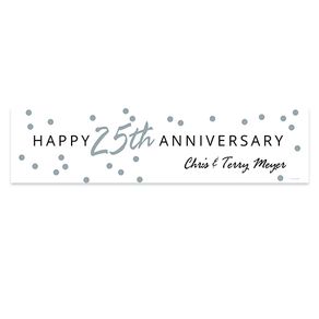 Personalized Silver Dots Anniversary 5 Ft. Banner