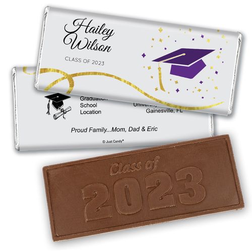 Graduation Personalized Embossed Chocolate Bar Cap & Confetti