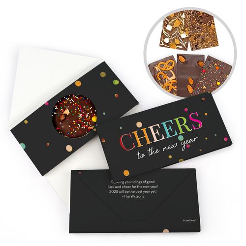 Personalized New Year's Cheers Gourmet Infused Belgian Chocolate Bars (3.5oz)