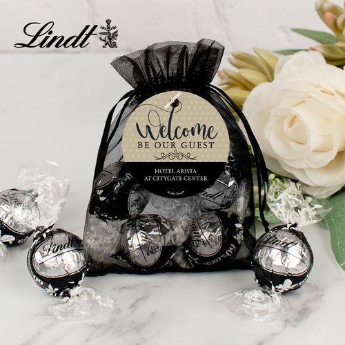 Personalized Business Lindt Truffle Organza Bag- Welcome