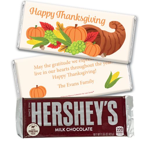 Personalized Bonnie Marcus Thanksgiving Cornucopia Chocolate Bar & Wrapper