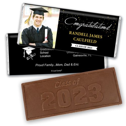 Graduation Personalized Embossed Chocolate Bar Confetti Photo