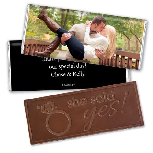 Engagement Party Favor Personalized Embossed Chocolate Bar Full Photo