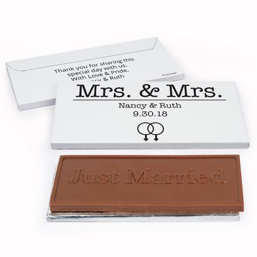 Deluxe Personalized Lesbian Wedding Mrs. & Mrs. Chocolate Bar in Gift Box