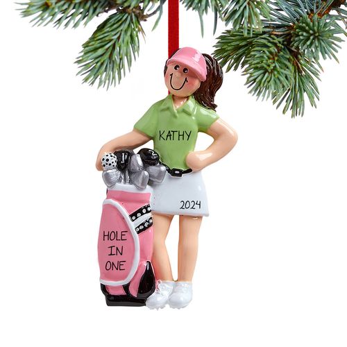 Female Golfer with Golf Clubs Ornament