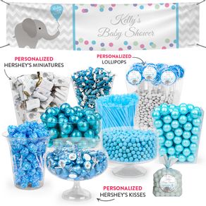 Personalized Baby Shower Blue Elephant Balloon Deluxe Candy Buffet