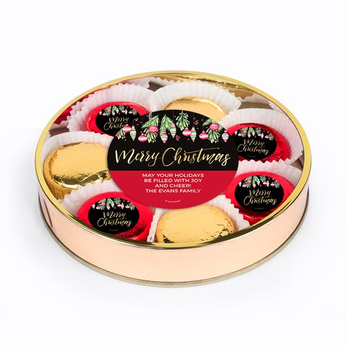 Personalized Christmas Ornaments Large Plastic Tin with Chocolate Covered Oreo Cookies