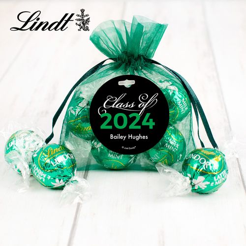 Personalized Graduation Green Lindt Truffle Organza Bag