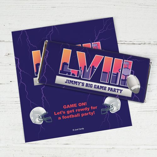 Personalized Football Party Themed Stadium Chocolate Bar Wrappers