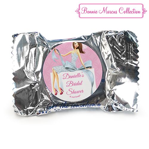 Personalized Bonnie Marcus Wedding Beautiful Bride with Bow Brunette York Peppermint Patties - pack of 70