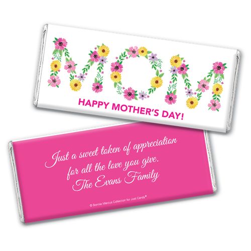 Personalized Bonnie Marcus Mother's Day Mom in Flowers Chocolate Bar & Wrapper
