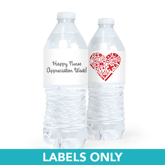 Personalized Nurse Appreciation Medical Heart Water Bottle Sticker ...