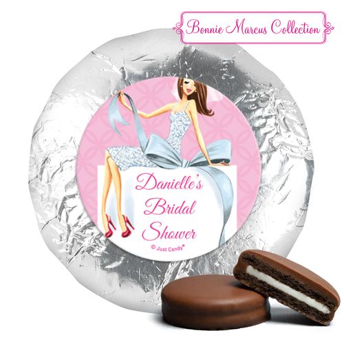Personalized Bonnie Marcus Wedding Beautiful Bride with Bow Brunette Milk Chocolate Covered Oreos