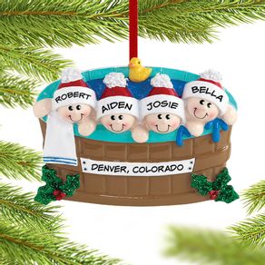 Hot Tub Family of 4 Ornament