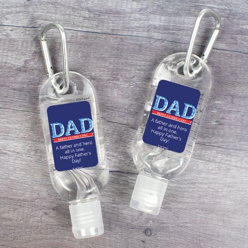 Personalized Father's Day DAD Hand Sanitizer with Carabiner 1. fl. Oz.
