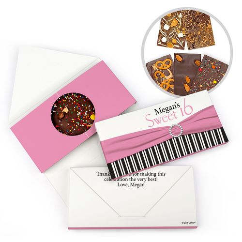 Personalized Birthday Sweet 16 Glamour Stripes Gourmet Infused Belgian Chocolate Bars (3.5oz)