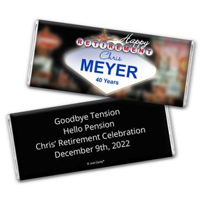 Retirement Personalized Chocolate Bar Wrappers Vegas City Lights