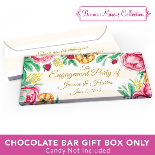 Deluxe Personalized Engagement Stripes Candy Bar Favor Box