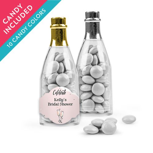 Personalized Bridal Shower Favor Assembled Champagne Bottle with Just Candy Milk Chocolate Minis