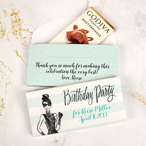 Deluxe Personalized Bonnie Marcus Birthday Vogue Godiva Chocolate Bar in Gift Box