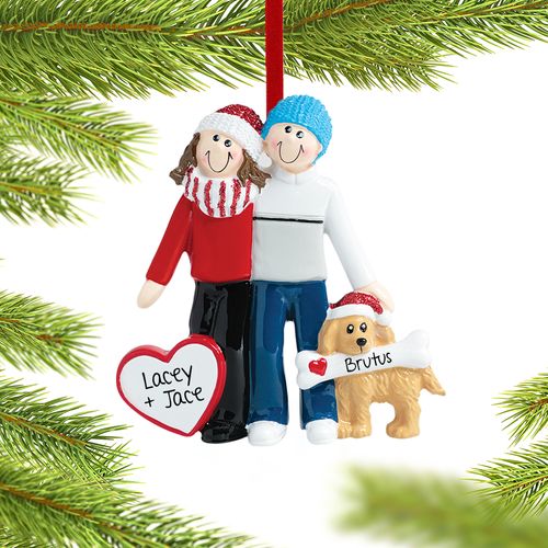 Couple with Dog Ornament