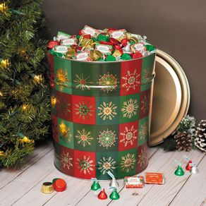 Personalized Hershey's Merry Christmas Mix Glistening Gold Tin - 16 lb