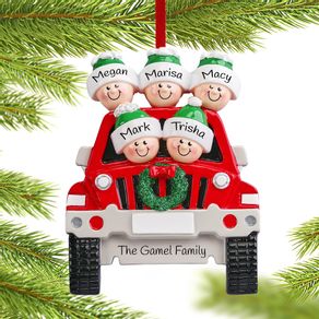 SUV Family of 5 Ornament