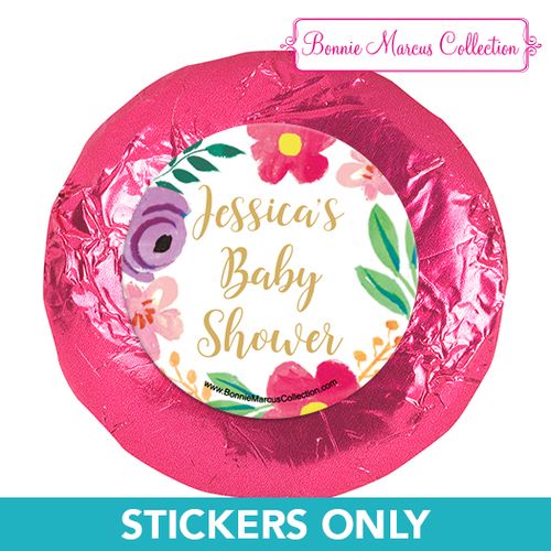 Personalized Baby Shower Fun Floral 1.25in Stickers (48 Stickers)