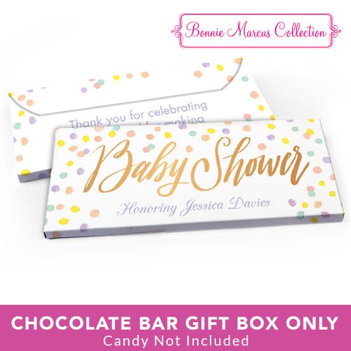 Deluxe Personalized Baby Shower Pastel Confetti Candy Bar Favor Box