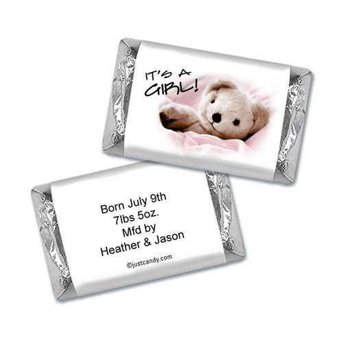 Baby Girl Announcement Personalized Hershey's Miniatures It's a Girl! Teddy Bear