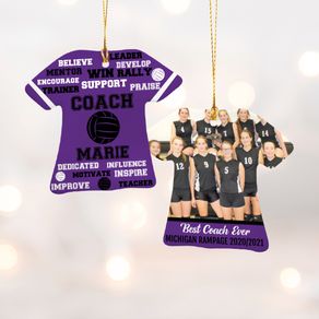 Best Coach Volleyball with Image - Purple Ornament