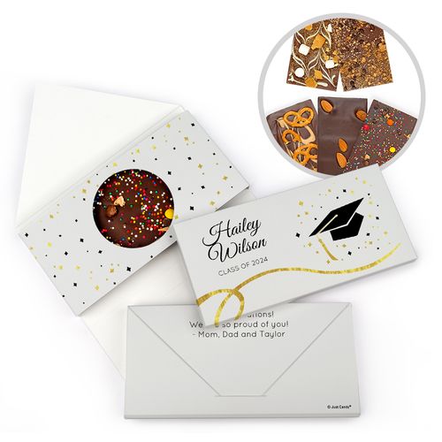 Personalized Graduation Cap and Confetti Gourmet Infused Belgian Chocolate Bars (3.5oz)