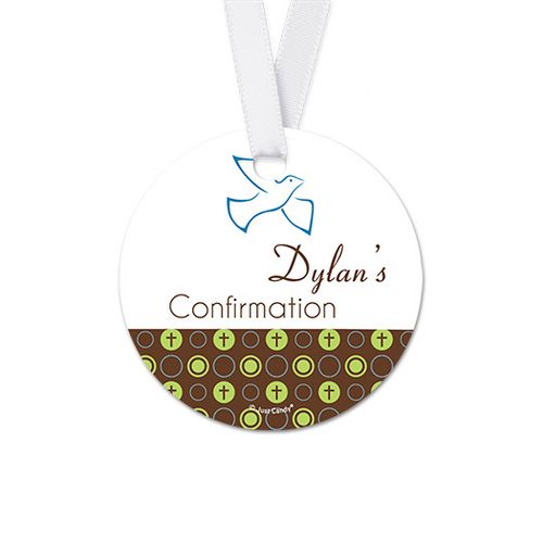 Personalized Round Soaring Dove Confirmation Favor Gift Tags (20 Pack)