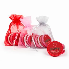 Personalized Valentine's Day Happy Heart Chocolate Coins in XS Organza Bags