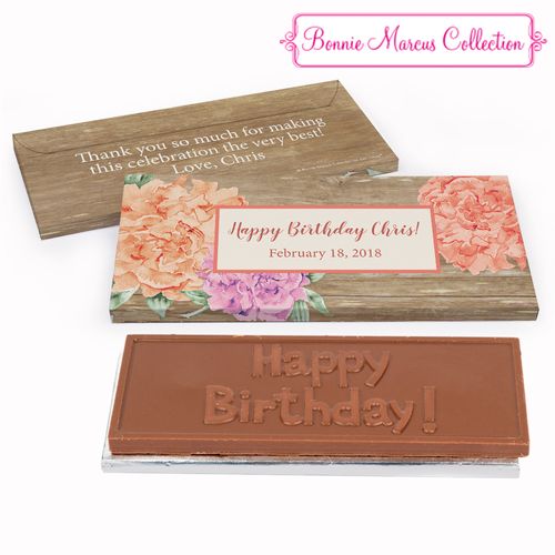 Deluxe Personalized Birthday Blooming Joy Chocolate Bar in Gift Box