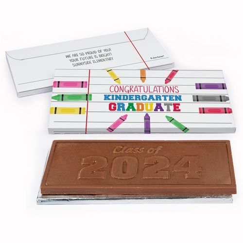 Deluxe Personalized Graduation Crayon Grad Embossed Chocolate Bar in Gift Box