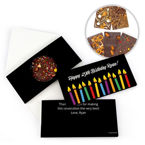Personalized Birthday Lit Candles Gourmet Infused Belgian Chocolate Bars (3.5oz)