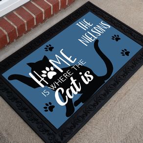 Personalized 18" x 30" Doormat Home Is Where the Cat Is