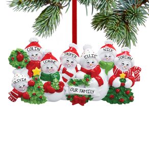 Snowmen with Banner Family of 7 Ornament