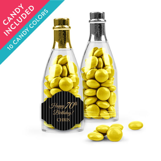 Personalized Milestones 70th Birthday Favor Assembled Champagne Bottle